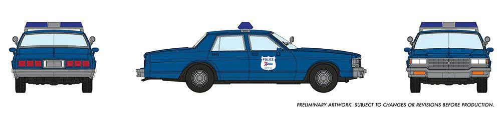 Rapido Trains Inc HO 800012 1980-1985 Chevrolet Impala Sedan - Amtrak Police Blue