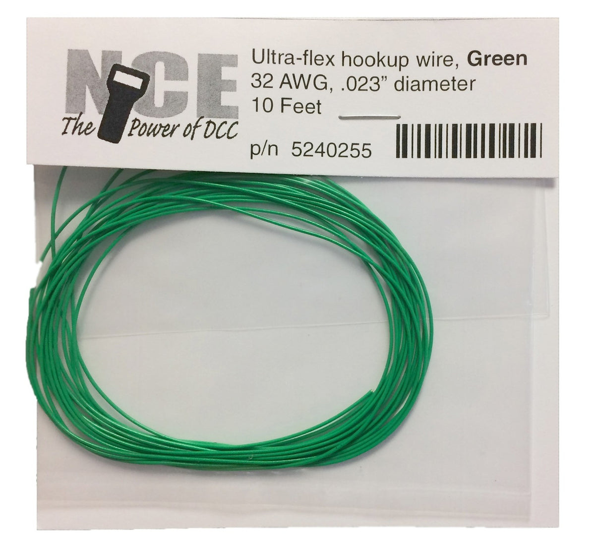 NCE DCC 5240255 10' of 32 Gauge Wire, Green