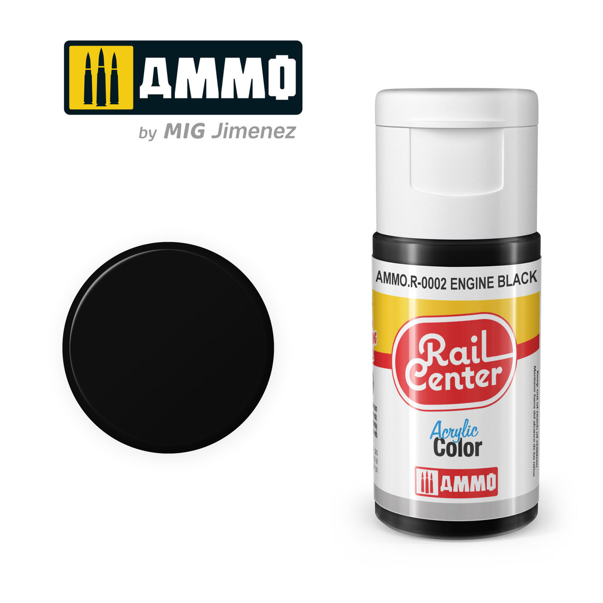 AMMO RailCenter Acrylic Color AMMO.R-0002 ENGINE BLACK - 15ml Bottle