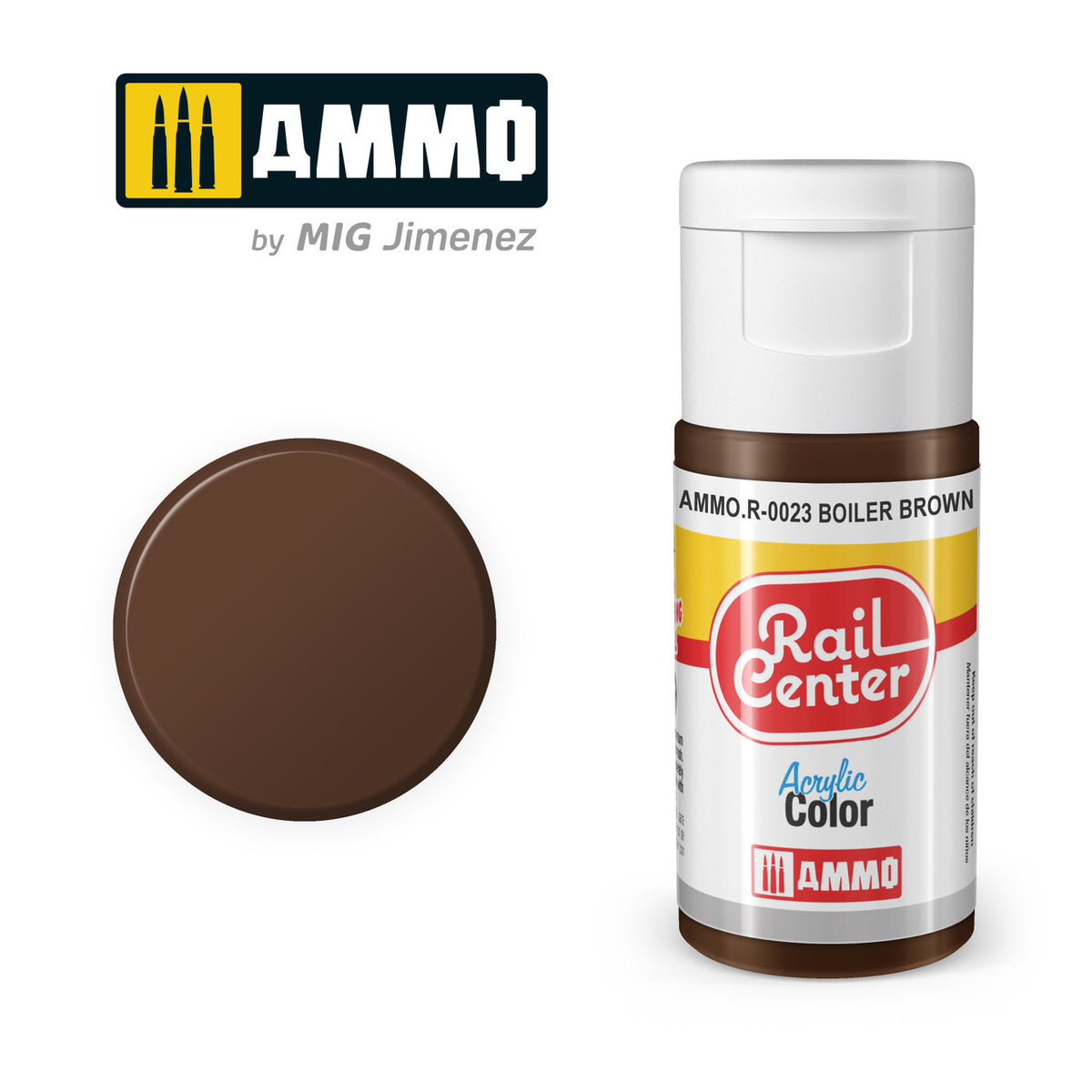 AMMO RailCenter Acrylic Color AMMO.R-0023 BOILER BROWN - 15ml Bottle