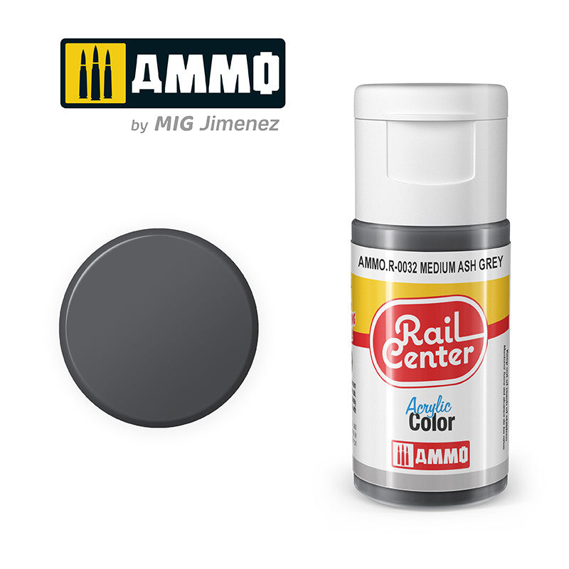 AMMO RailCenter Acrylic Color AMMO.R-0032 MEDIUM ASH GRAY - 15ml Bottle