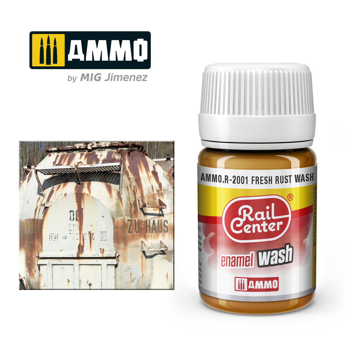 AMMO RailCenter Enamel Wash AMMO.R-2001 FRESH RUST WASH - 35ml Bottle