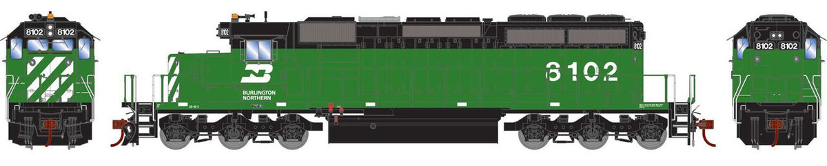 Athearn HO ATH-1264 DCC/Econami Sound Equipped EMD SD40-2 Locomotive Burlington Northern BN #8102