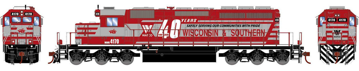 Athearn HO ATH-1267 DCC/Econami Sound Equipped EMD SD40-2 Locomotive Wisconsin & Southern WAMX #4170
