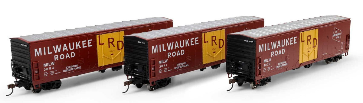 Athearn HO ATH-2061 50' Youngstown Plug Door Box Car Milwaukee Road MILW #3027/3041/3054 3-Pack