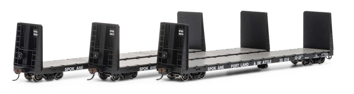 Athearn HO ATH17238 60' Bulkhead Flat Car Spokane, Portland & Seattle SP&S 3-Pack