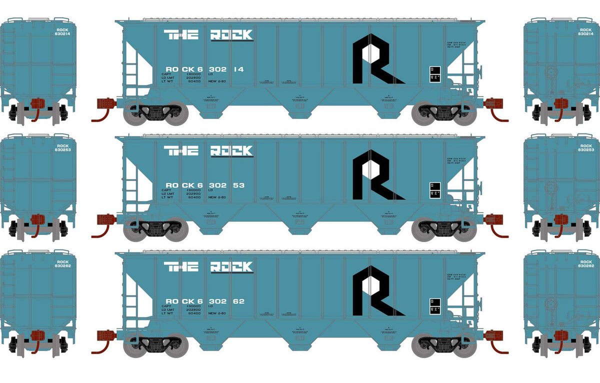 Athearn N ATH27418 PS 4427 Covered Hopper THE ROCK ROCK 3-Pack