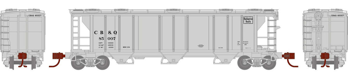 Athearn N ATH28349 PS-2 2893 3-Bay Covered Hopper Burlington Route CB&Q #85007