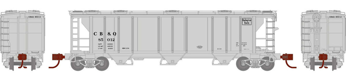 Athearn N ATH28350 PS-2 2893 3-Bay Covered Hopper Burlington Route CB&Q #85012