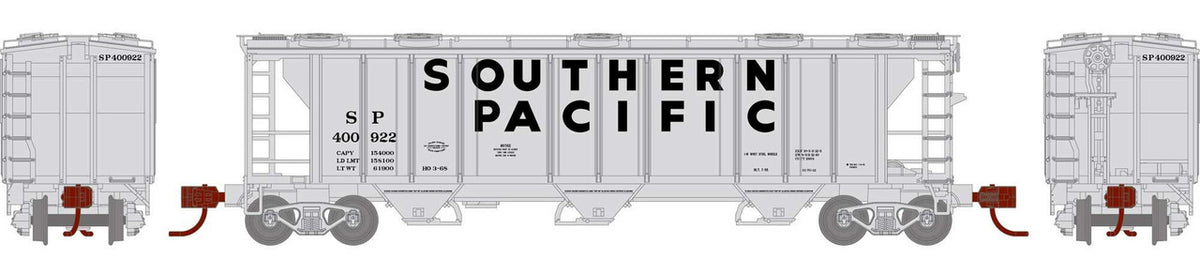 Athearn N ATH28358 PS-2 2893 3-Bay Covered Hopper Southern Pacific SP #400922