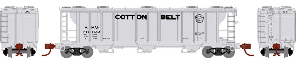 Athearn N ATH28363 PS-2 2893 3-Bay Covered Hopper Cotton Belt SSW #76122