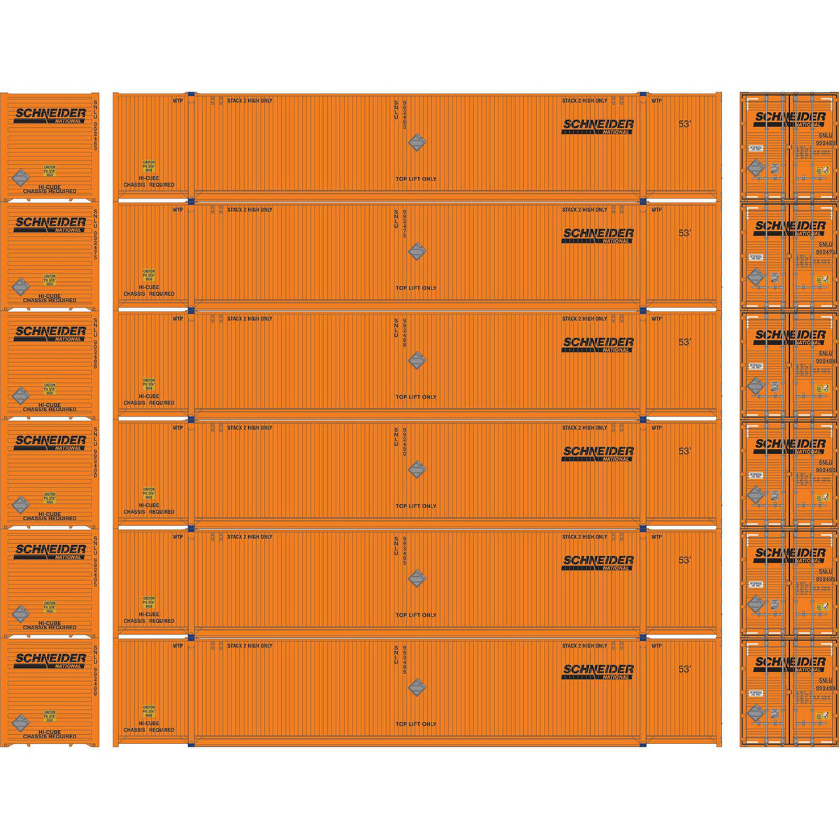 Athearn HO ATH28523 53' CIMC Container Schneider #1 6-Pack