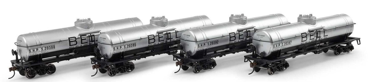 Athearn HO ATH3385 Single Dome Tank Car Bell Oil SHPX 4-Pack