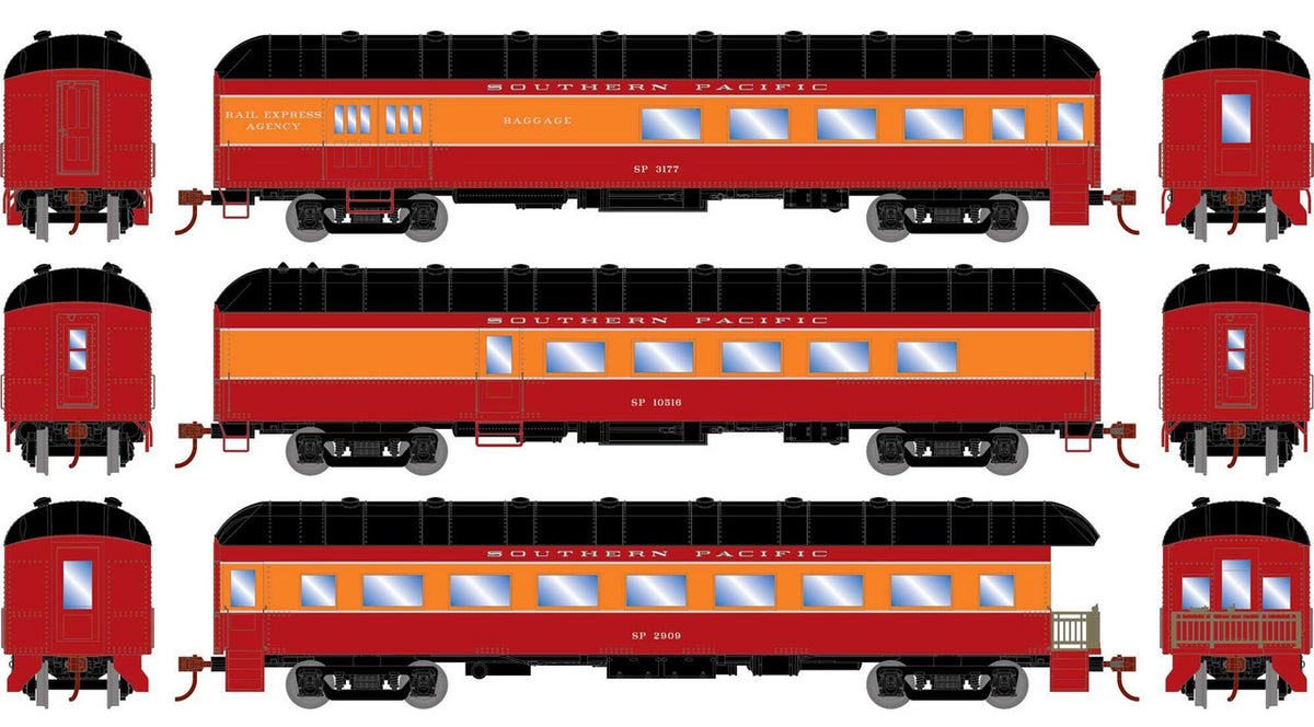 Athearn RTR HO ATH73040 Arch Roof Passenger Cars Southern Pacific 3-Pack