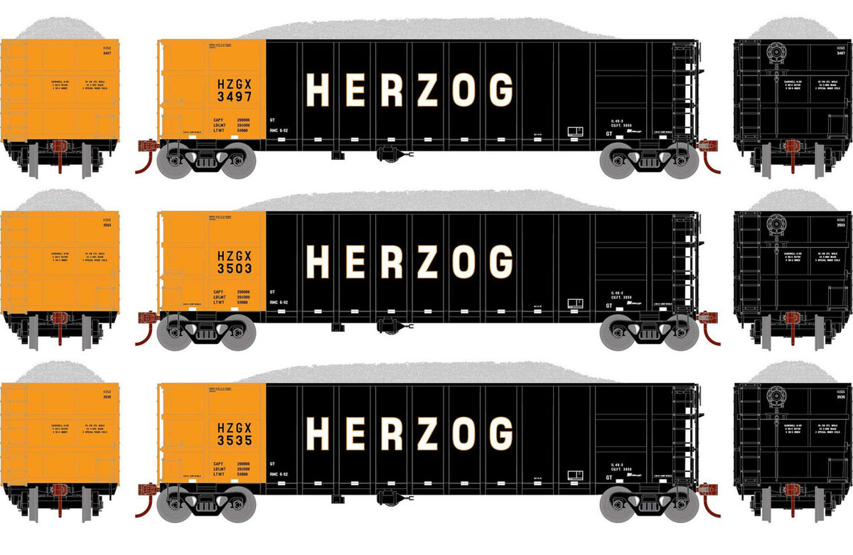 Athearn HO ATH7668 Thrall High Side Gondola with Load Herzog HZGX #1 3-Pack