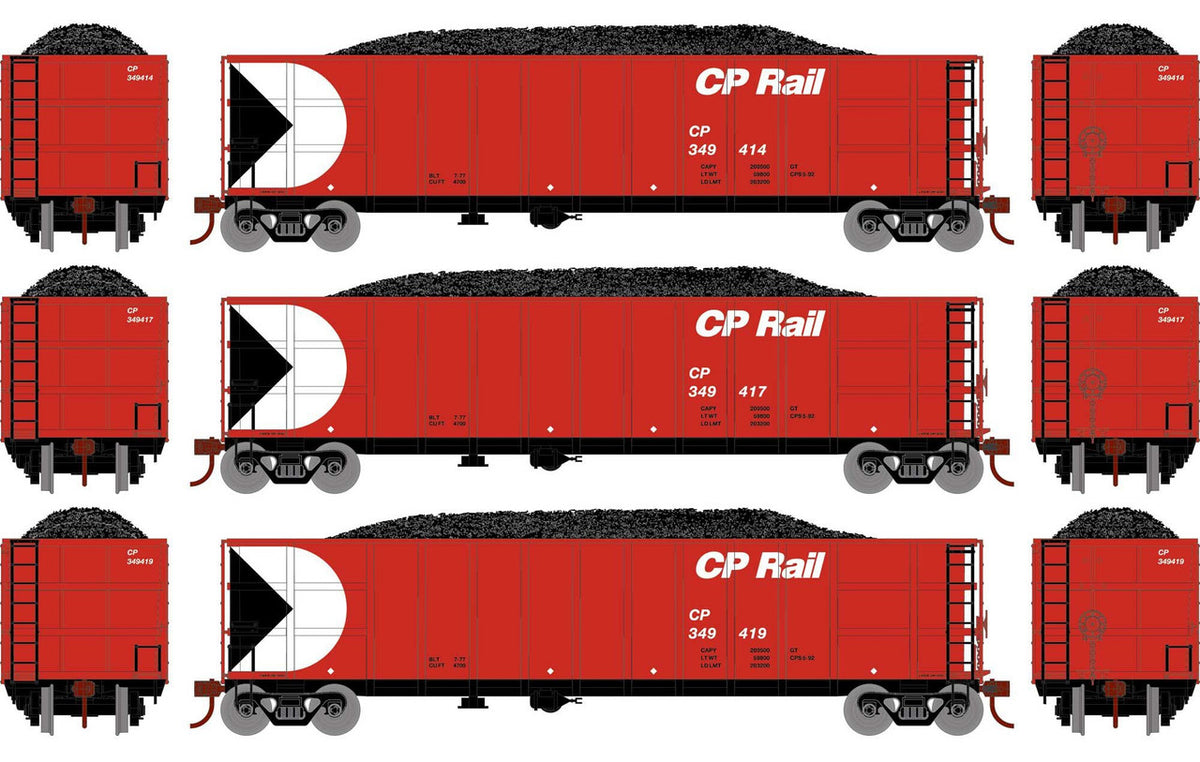 Athearn HO ATH7672 Thrall High Side Gondola with Load CP Rail CP #2 3-Pack