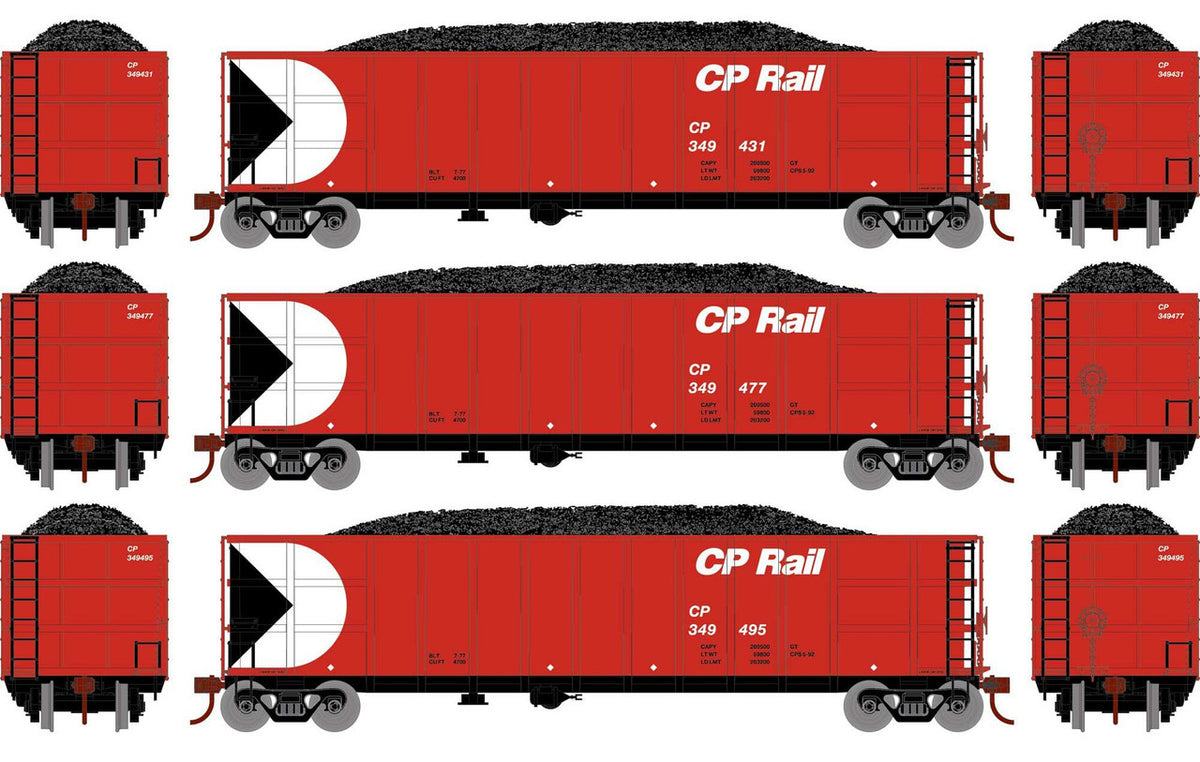 Athearn HO ATH7673 Thrall High Side Gondola with Load CP Rail CP #3 3-Pack