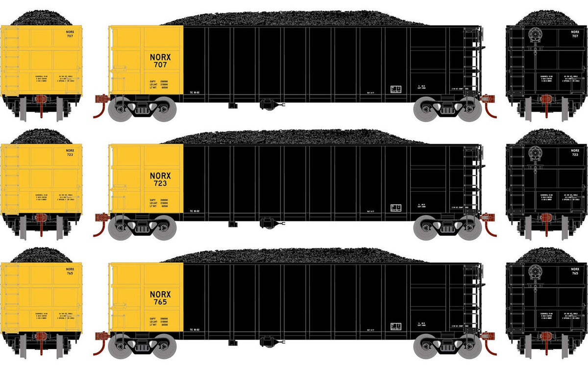 Athearn HO ATH7680 Thrall High Side Gondola with Load NORX #1 3-Pack