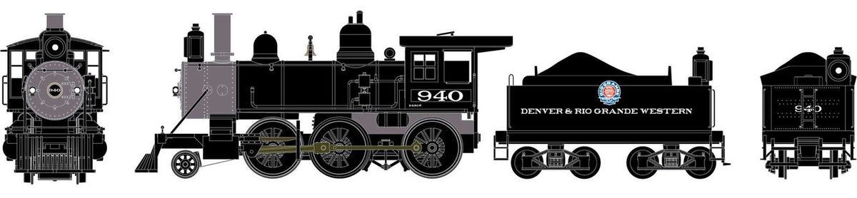 Athearn RTR HO ATH87212 DCC Ready Old Time 2-6-0 Mogul Steam Locomotive Denver & Rio Grande Western D&RGW #940
