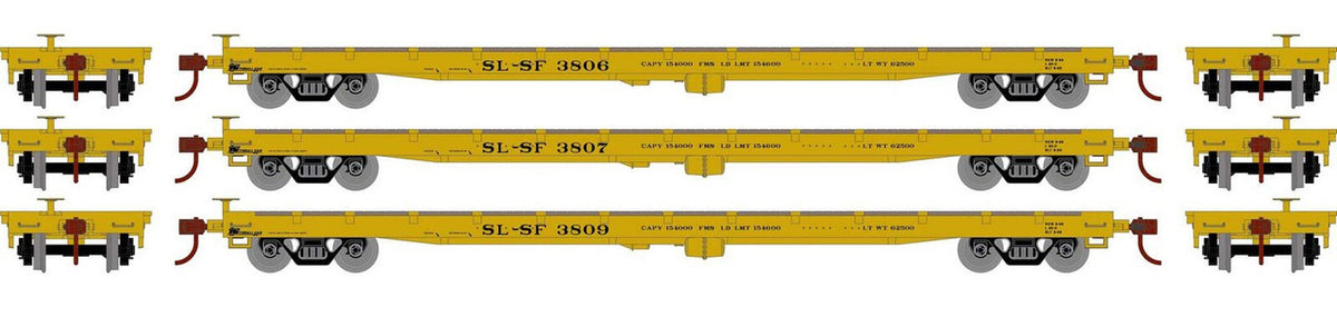Athearn RTR HO ATH98085 60' Flatcar Frisco SL-SF 3-Pack