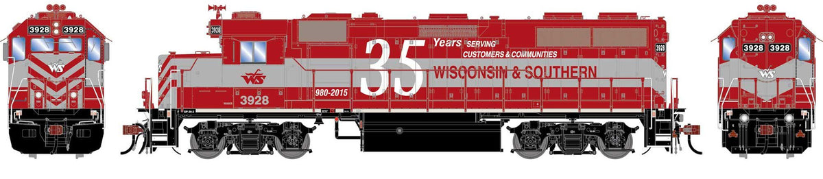 Athearn Genesis HO ATHG-1990 DCC/Tsunami 2 Sound Equipped EMD GP39-2 PH I Locomotive Wisconsin Southern "35th Anniversary" WSOR #3928