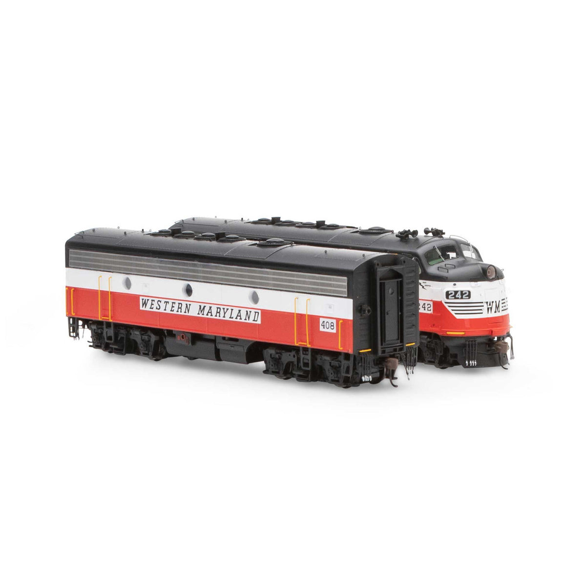 Athearn Genesis HO ATHG19554 DCC/Sound EMD F7A/B Set Western Maryland WM #242/#408