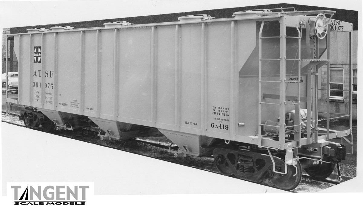 Tangent Scale Models HO 35010-02 PS-2 3215CuFt Covered Hopper Atchison, Topeka & Santa Fe 'Delivery Gray 11-1959 GA-119' ATSF #301025