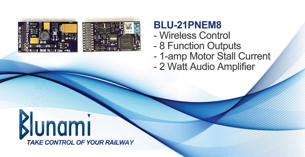 SoundTraxx Blunami 885612 BLU-21PNEM8 DCC Sound & Control Decoder w/Bluetooth - Baldwin & Other Diesels