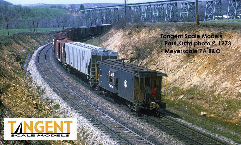 Tangent Scale Models HO 60010-07 International Car Company B&O Class I-18 Steel Bay Window Caboose Baltimore & Ohio 'Original Blue 1968+' B&O #C-3006