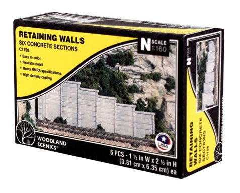 Woodland Scenics N C1158 Retaining Wall Concrete - 6 Pieces