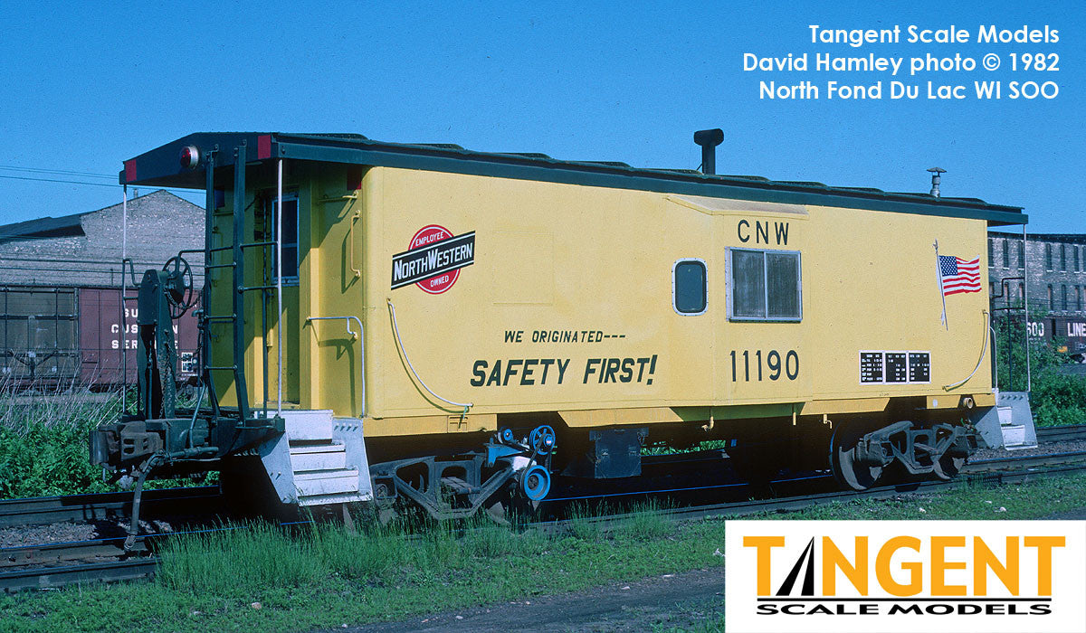 Tangent Scale Models HO 60522-01 ICC CNW Bay Window Caboose Chicago & Northwestern Zito Yellow - 'We Originated Safety First' 1981+ CNW #11152