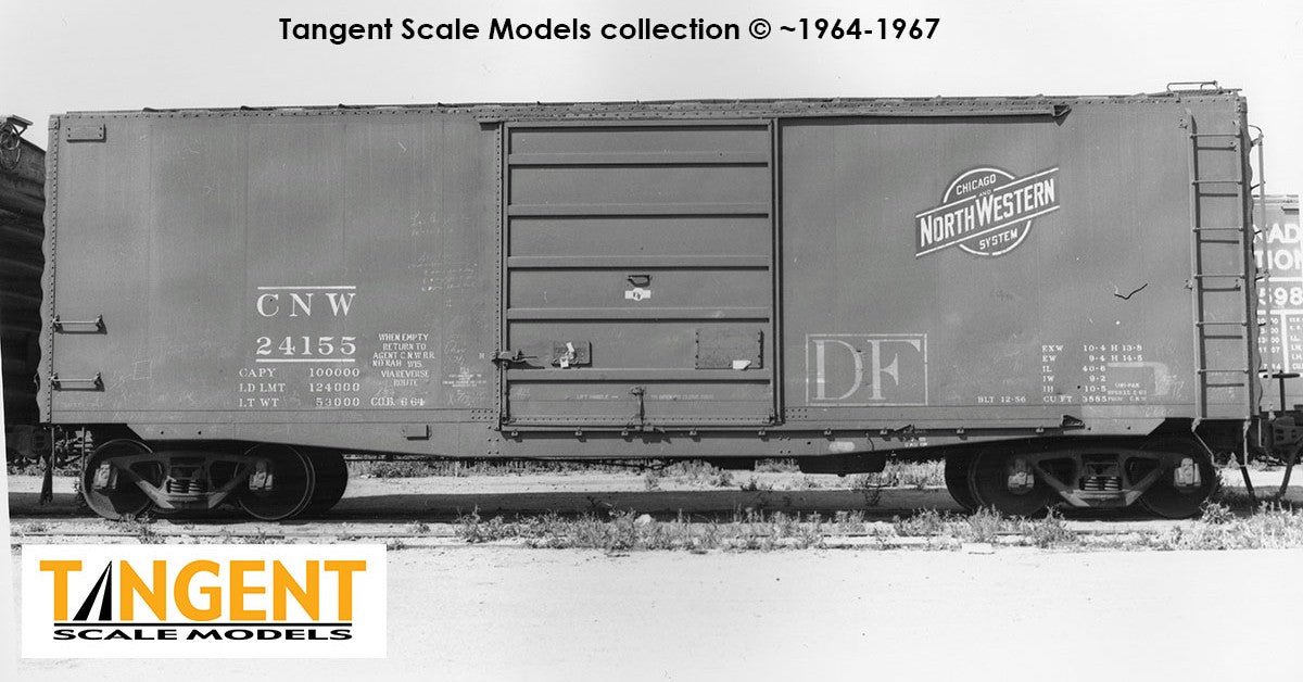 Tangent Scale Models HO 26022-02 Pullman-Standard 40′ PS-1 9′ Door Boxcar Chicago and North Western "Original DF Equipped 1964+" CNW #24155