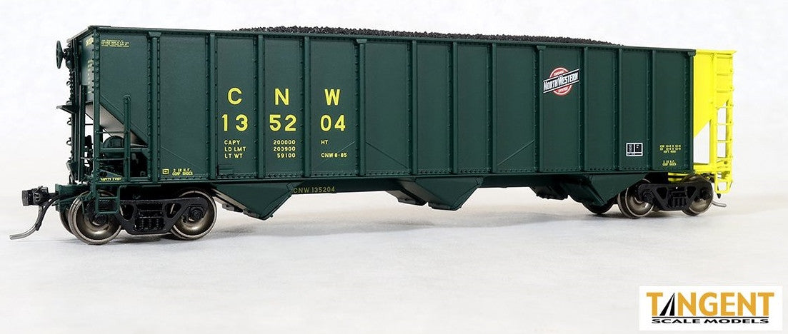Tangent Scale Models HO 24061-02 Pullman-Standard PS 4000 100T Triple Coal Hopper Chicago & North Western Phase 2 'Clinton Repaint 8-1985' CNW #135201