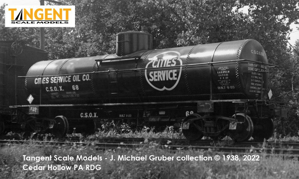 Tangent Scale Models HO 19024-04 General American GATC 8,000 Gallon 1917-Design Radial Course Tank Car 'Cities Service Oil (Penn) 1937+' CSOX #72