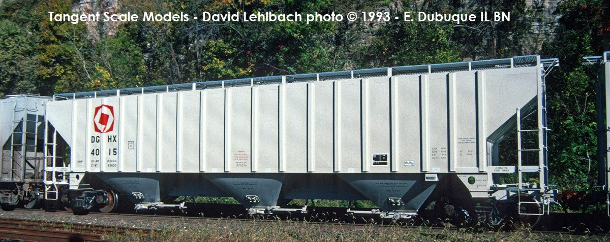 Tangent Scale Models HO 36013-02 Trinity Industries Inc 4750CuFt Covered Hopper DGHX 'Delivery Gray 4-1993' DGHX #4013