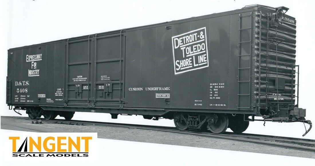 Tangent Scale Models HO 33016-02 Greenville 6,000CuFt 60′ Double Door Box Car Detroit and Toledo Shore Line 'Delivery Red 11-1963' D&TS #5401