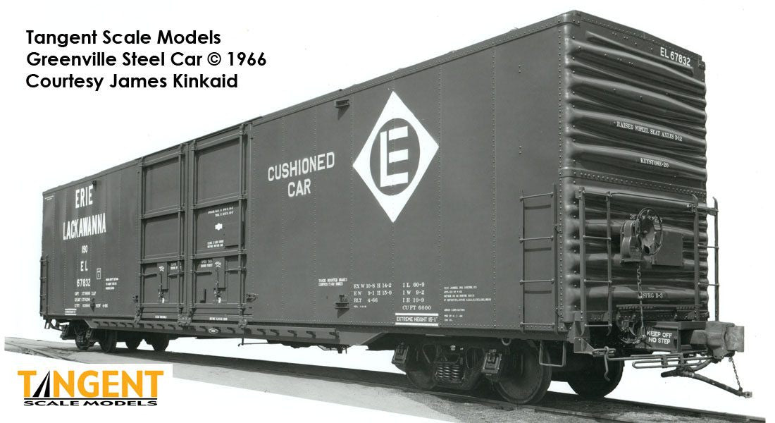 Tangent Scale Models HO 33012-05 Greenville 6,000CuFt 60' Double Door Box Car Erie Lackawanna 'Delivery Red 1966' EL #67832