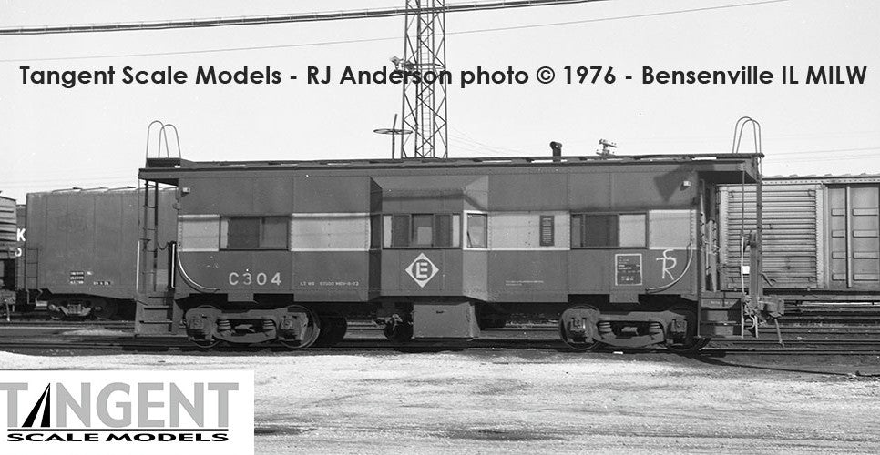 Tangent Scale Models HO 60712-01 Erie ICC Bay Window Caboose Erie Lackawanna 'Gray & Maroon 11-1973' EL #C304