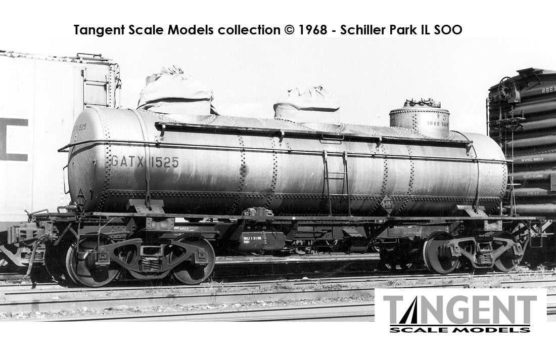 Tangent Scale Models HO 11524-02 General American 1928-Design 6000 Gallon 3-Compartment Tank Car GATX 'Silver Lease 1958+' GATX #1528