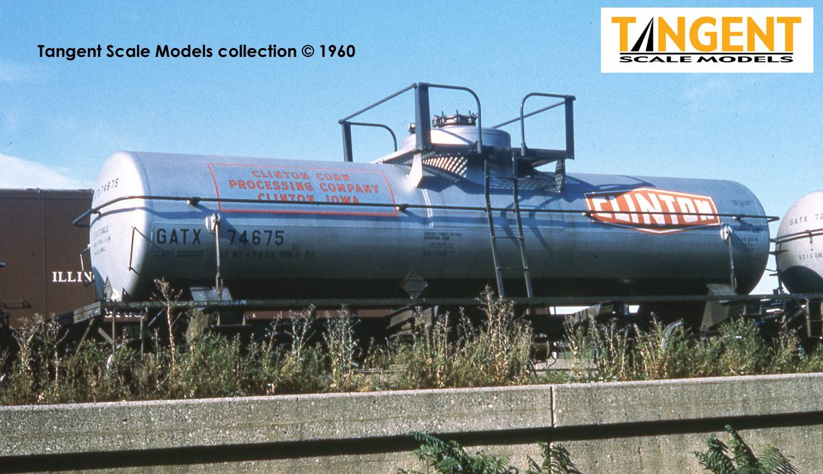 Tangent Scale Models HO 22121-01 GATC 1957-design 8000 Gal. Welded Tank Car Clinton Corn 'Original 1958+' GATX #74671