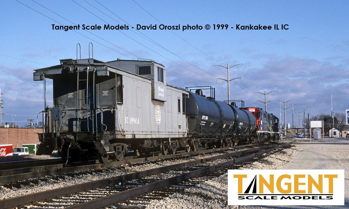 Tangent Scale Models HO 60214-03 IC Centralia Shops Steel Wide-Vision Caboose Illinois Central 'Gray Repaint 1988+' IC #199418