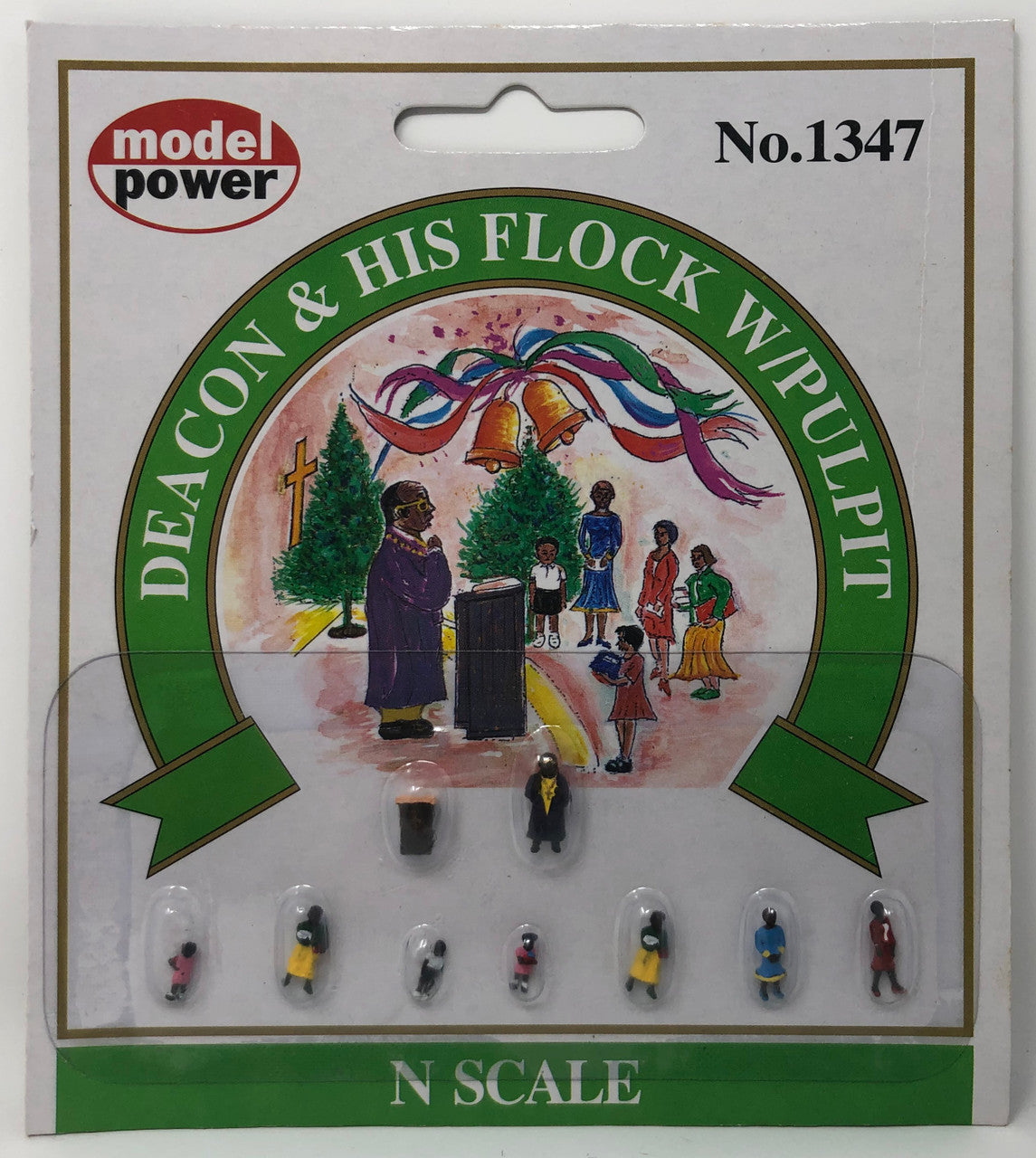 Model Power N 1347 Deacon & His Flock with Pulpit - 9 Pcs