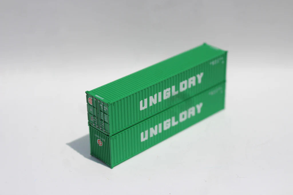 Jacksonville Terminal Company N 405355 40' Standard Height Corrugated Side Containers Uniglory 'Green' Set #1 2-pack