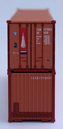 Jacksonville Terminal Company N 405510 40' Standard Height Corrugated Container TRANSAMERICA 'Faded & Patched Ex-ICS' 2-Pack