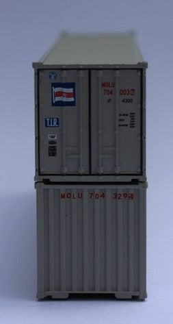 Jacksonville Terminal Company N 405521 40' Standard Height Corrugated Container MOL 'Vertical Logo' 2-Pack
