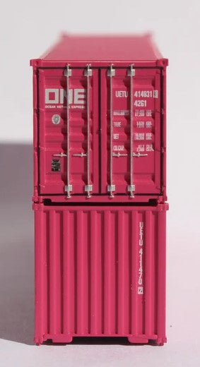 Jacksonville Terminal Company N 405333 40' Standard Height 8'6 Corrugated Side Containers OCEAN NETWORK EXPRESS - ONE Magenta Set #3 - 2-Pack