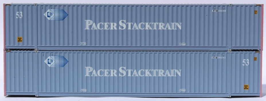 Jacksonville Terminal Company N 535022 53' High Cube Corrugated Side Containers PACER Faded Light Blue 2-Pack