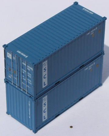 Jacksonville Terminal Company N 205326 20' Standard Height Corrugated Side Containers Safmarine and CMBT Lines Faded SCMU 2-Pack