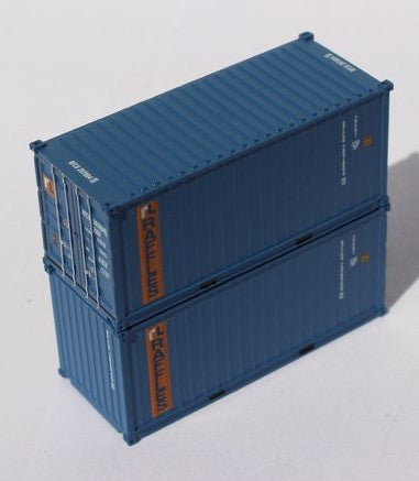 Jacksonville Terminal Company N 205384 20' Standard Height Container RAFFLES RFCU 2-Pack