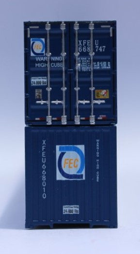 Jacksonville Terminal Company N 537005 53' High Cube Corrugated Side Containers FEC Florida East Coast XFEU 2-Pack